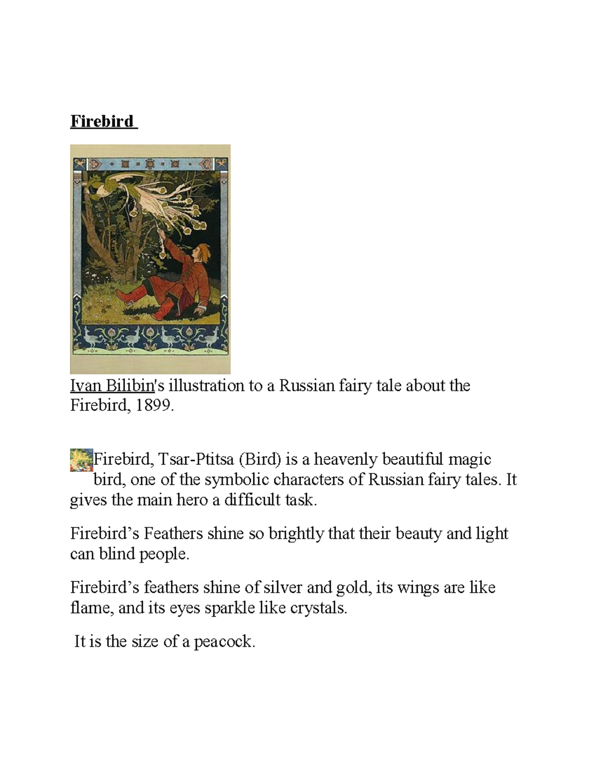 Exploring Russian Fairy Tales: The Firebird & Mythical Birds - Studocu