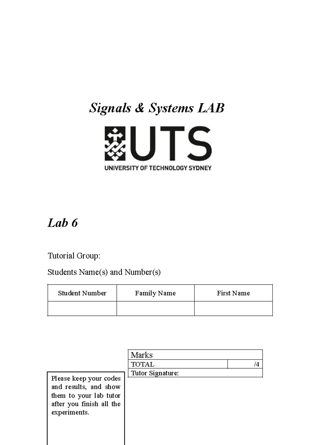 Lab6 assignments spr24 - Lab 6 Tutorial Group: Students Name(s) and ...