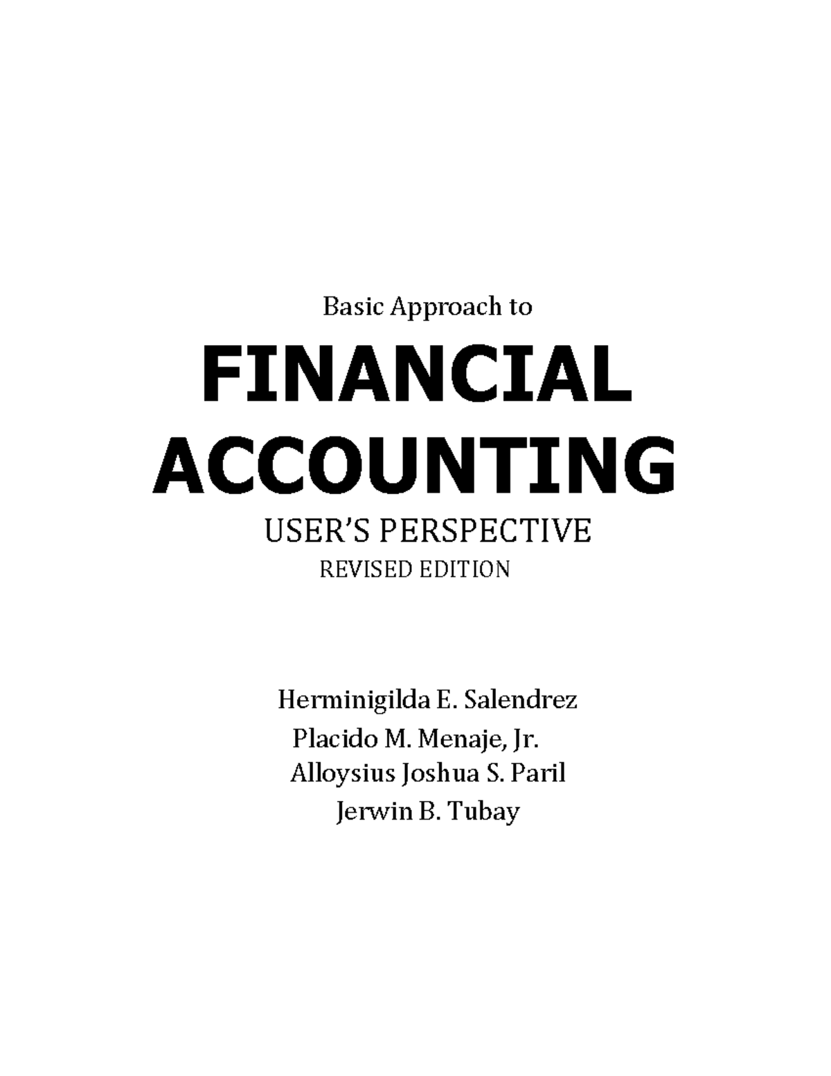Chapter 1 Introduction to Financial Accounting - Basic Approach to ...