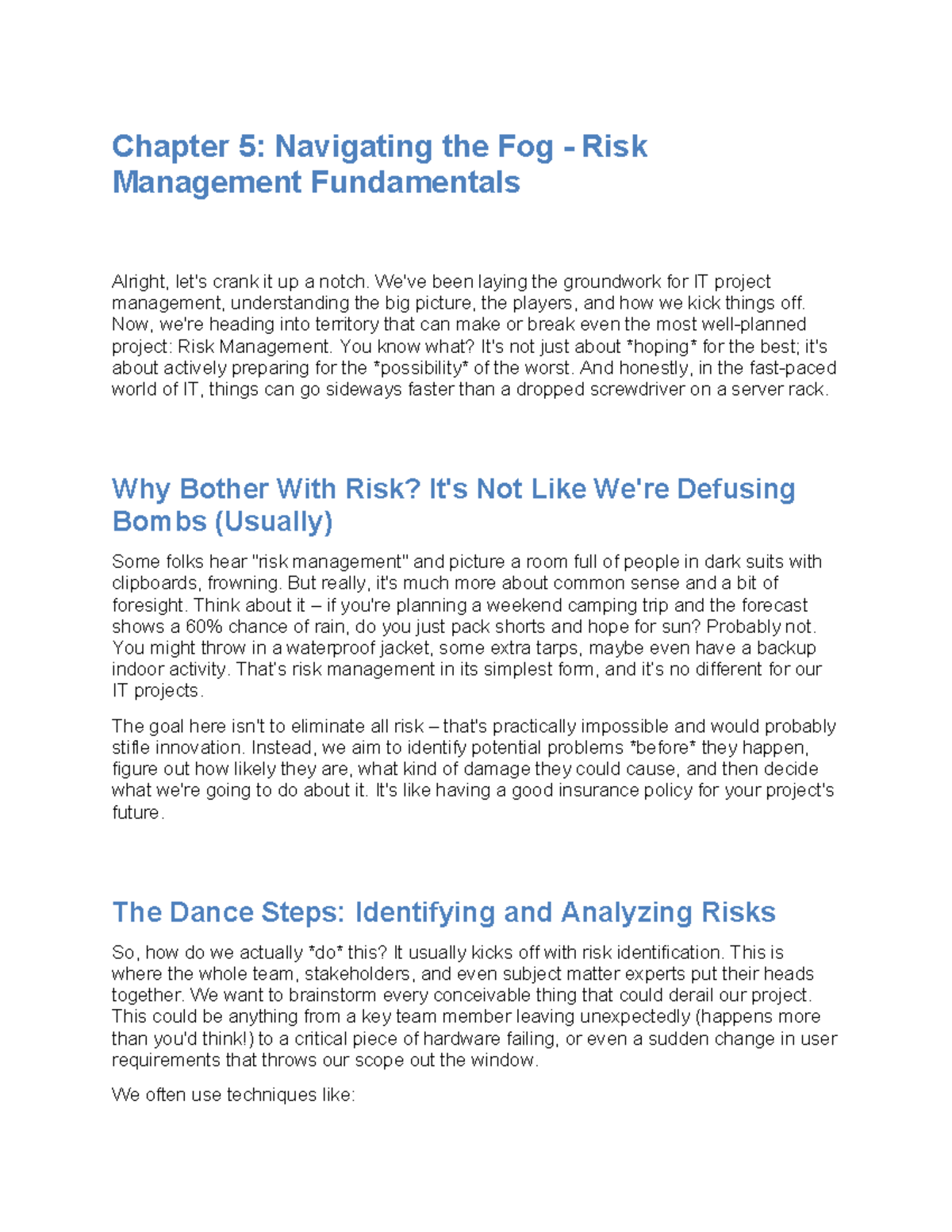 ITPM 101: Chapter 5 Review - Navigating Risk Management Fundamentals ...