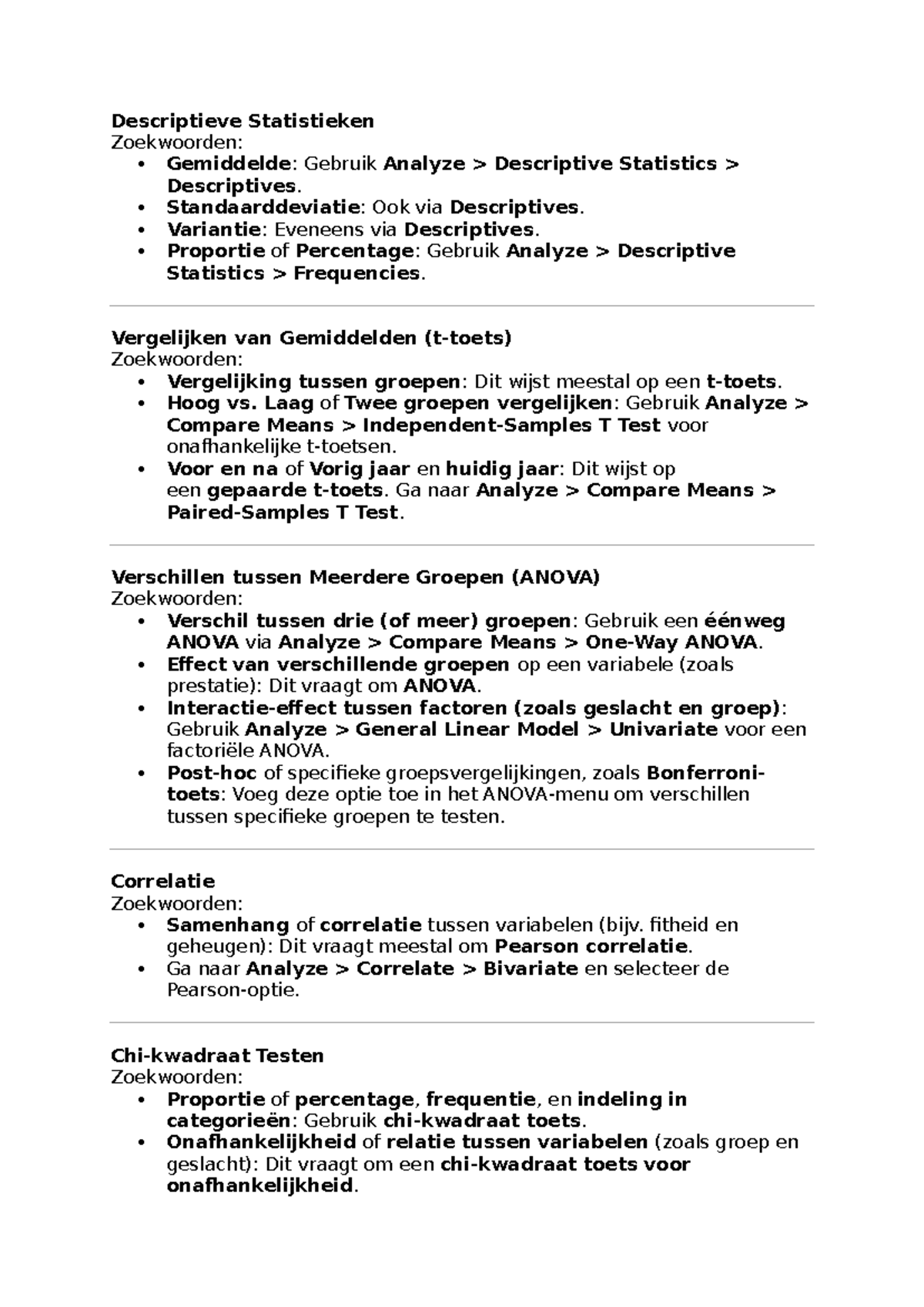 Descriptieve Statistieken en Hypotheses Toetsen: Statistische ...