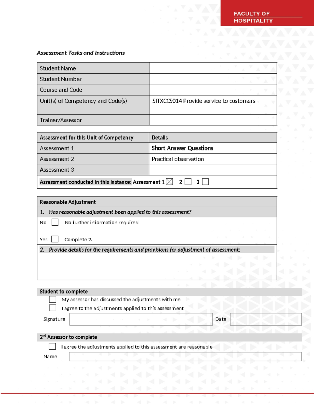 SITXCCS014 Short Answer Questions Assessment Tasks & Guidelines - Studocu