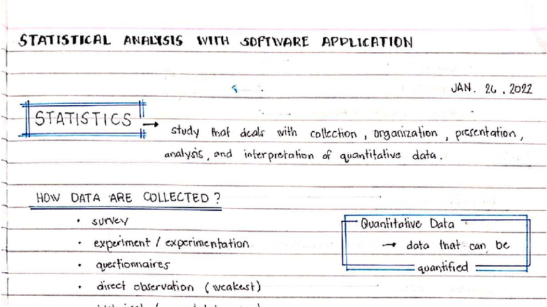 STATISTICS 101: Statistical Analysis with Software Applications Lecture ...