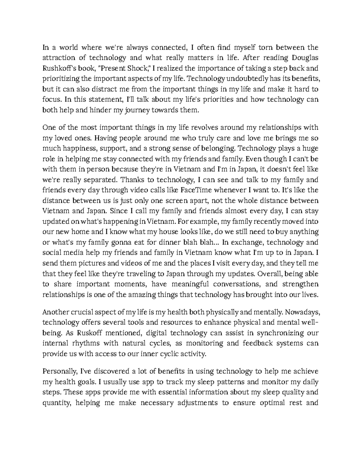 Current issues and - In a world where we're always connected, I often ...