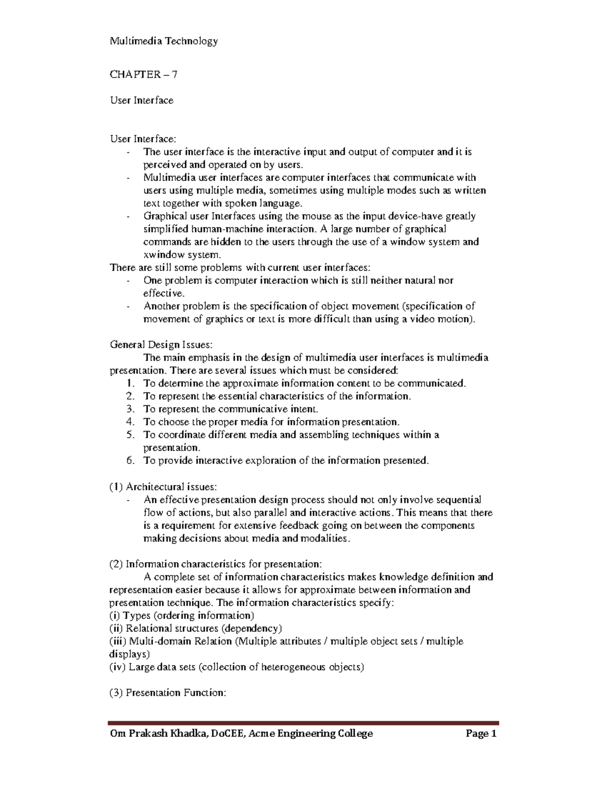 User Interface Design in Multimedia Technology - CHAPTER 7 Overview ...