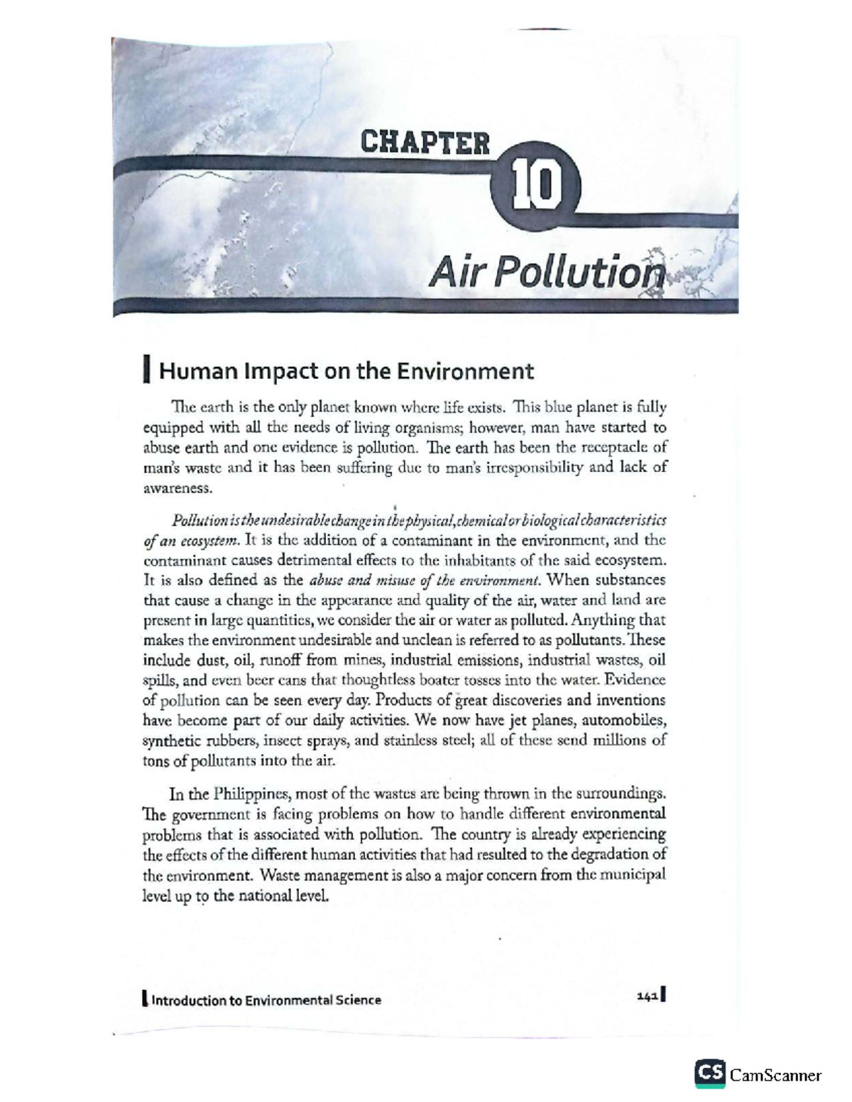 CHAPTER 10: Air Pollution and Its Human Impact on the Environment - Studocu