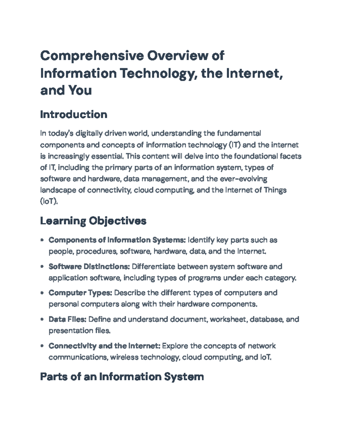 IT 101: Comprehensive Overview of Information Technology & Careers ...
