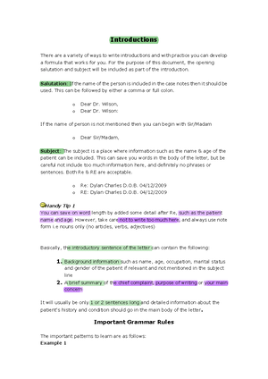 Oet Grammar Writing Letter Structure - Introductions There are a ...