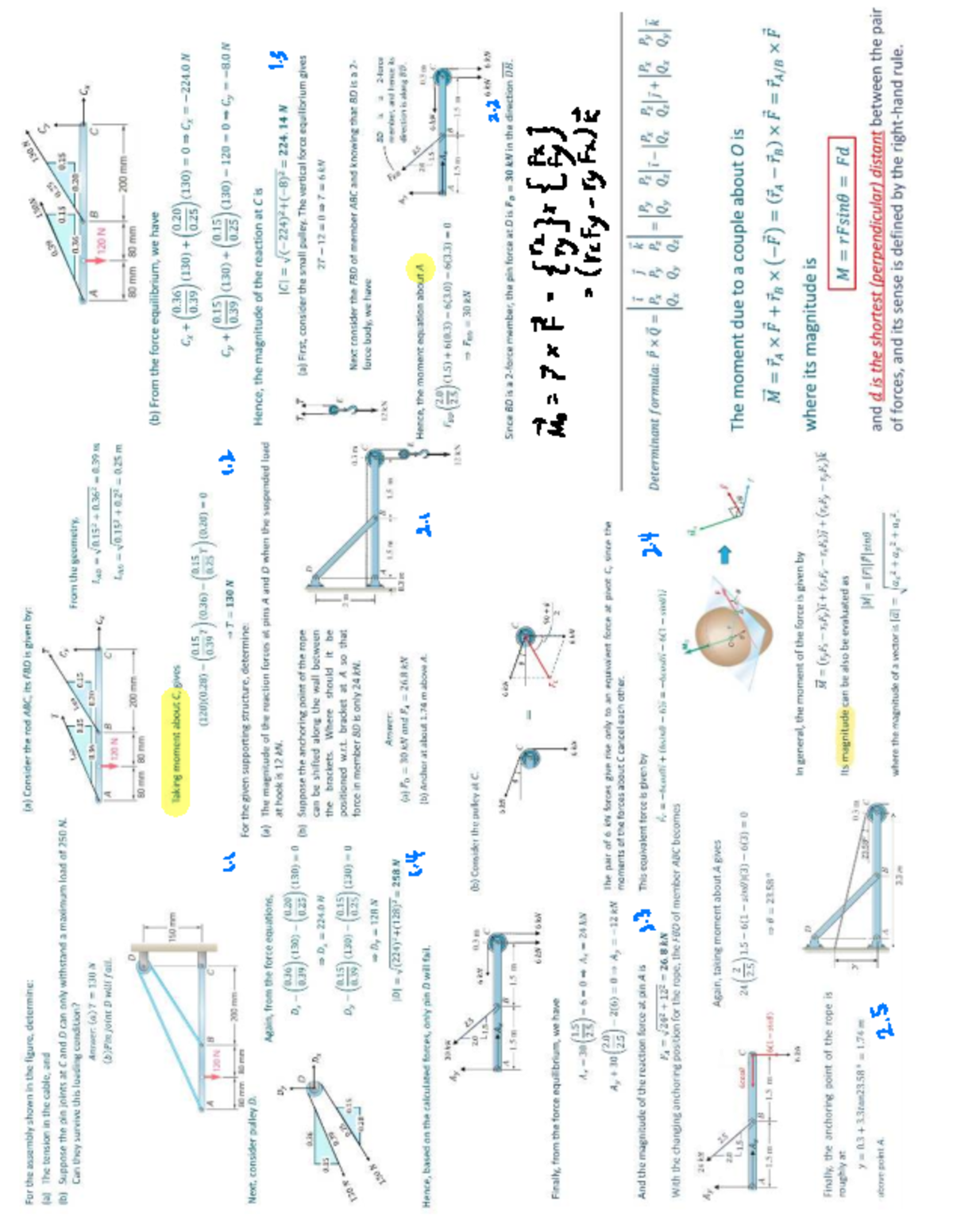 Quiz 1 Cheat Sheet: Analyzing Forces in Structural Systems - Studocu