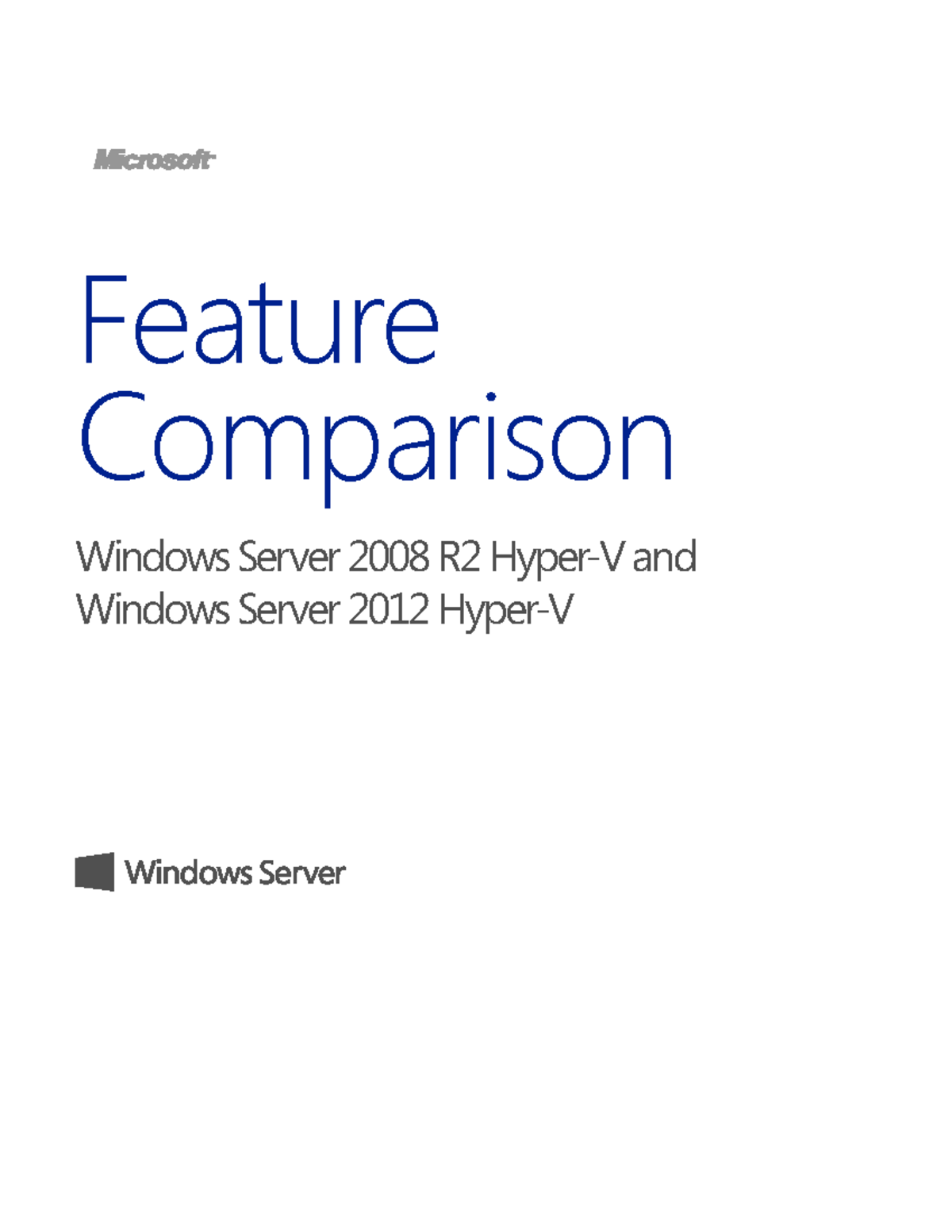 WS 2012 Feature Comparison Hyper-V - Feature Comparison Windows Server ...