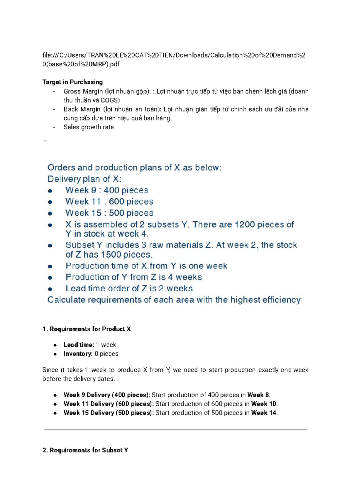 P&SCM Demand Planning: Gross Margin & Production Requirements Analysis ...
