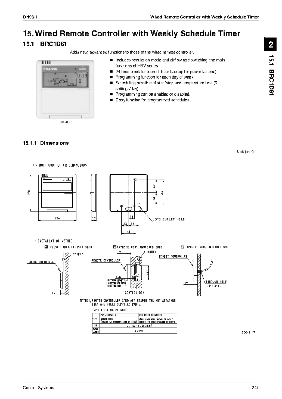 BRC1D61 Wired Remote Controller with Weekly Timer Functions - Studocu