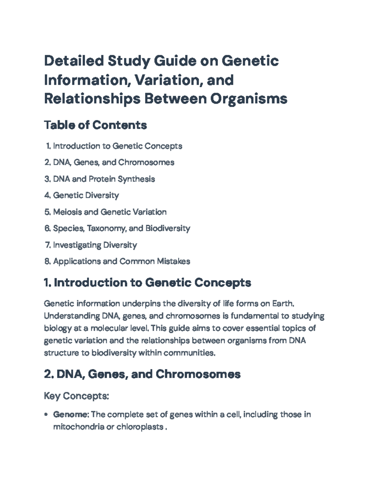 Genetic Variation and Relationships: A Comprehensive Study Guide ...