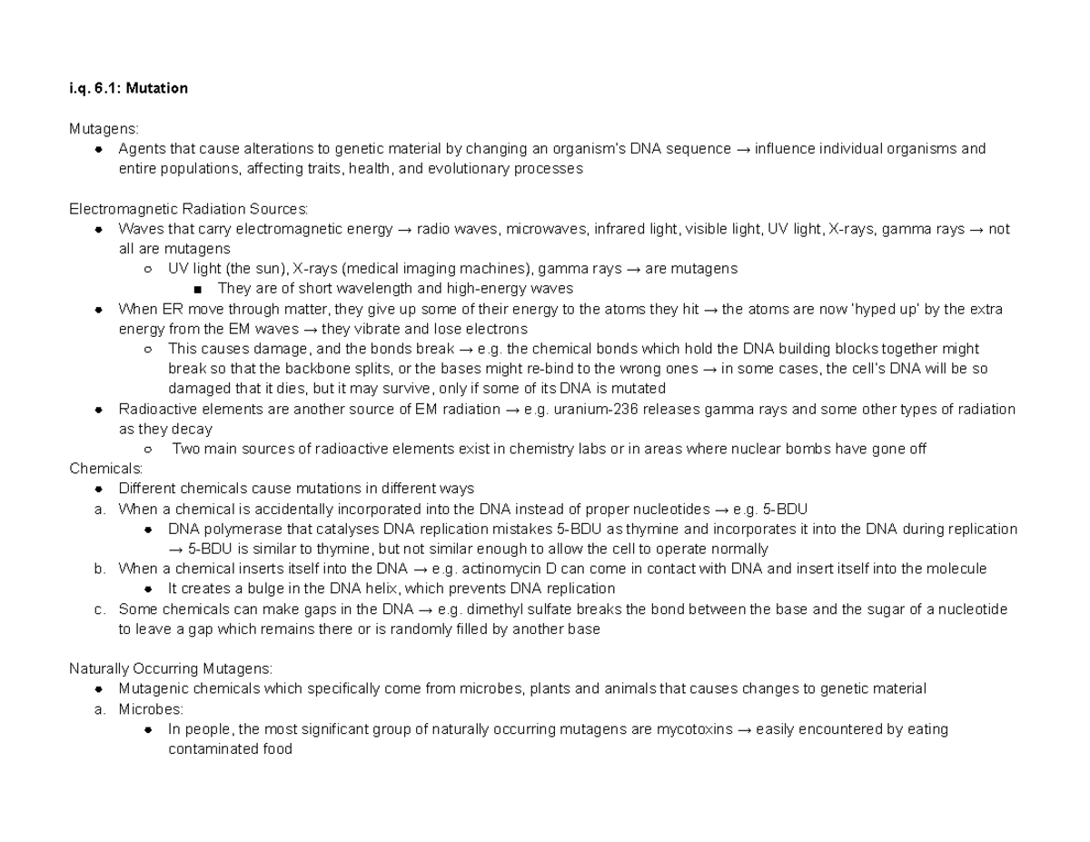 HSC Biology: Mutation and Genetic Technologies Notes - Studocu
