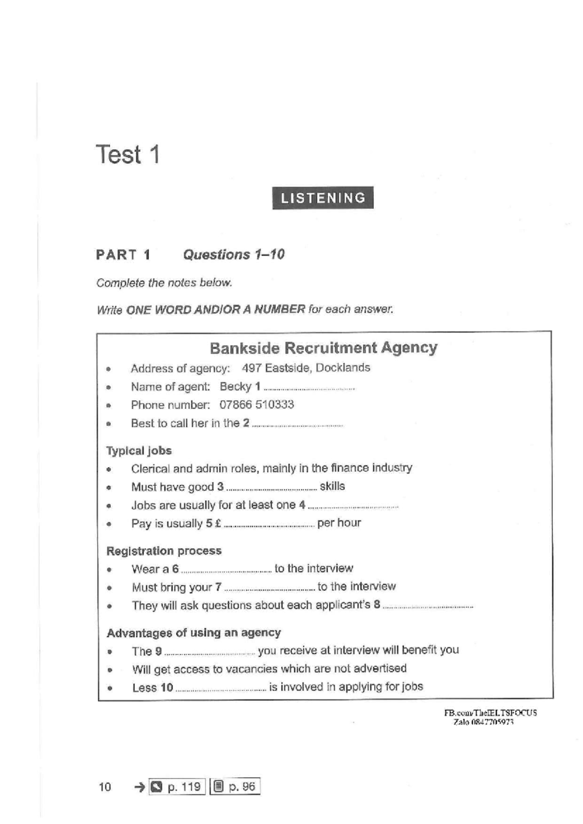 IELTS Listening Practice - Test 1 Questions & Answers - Studocu