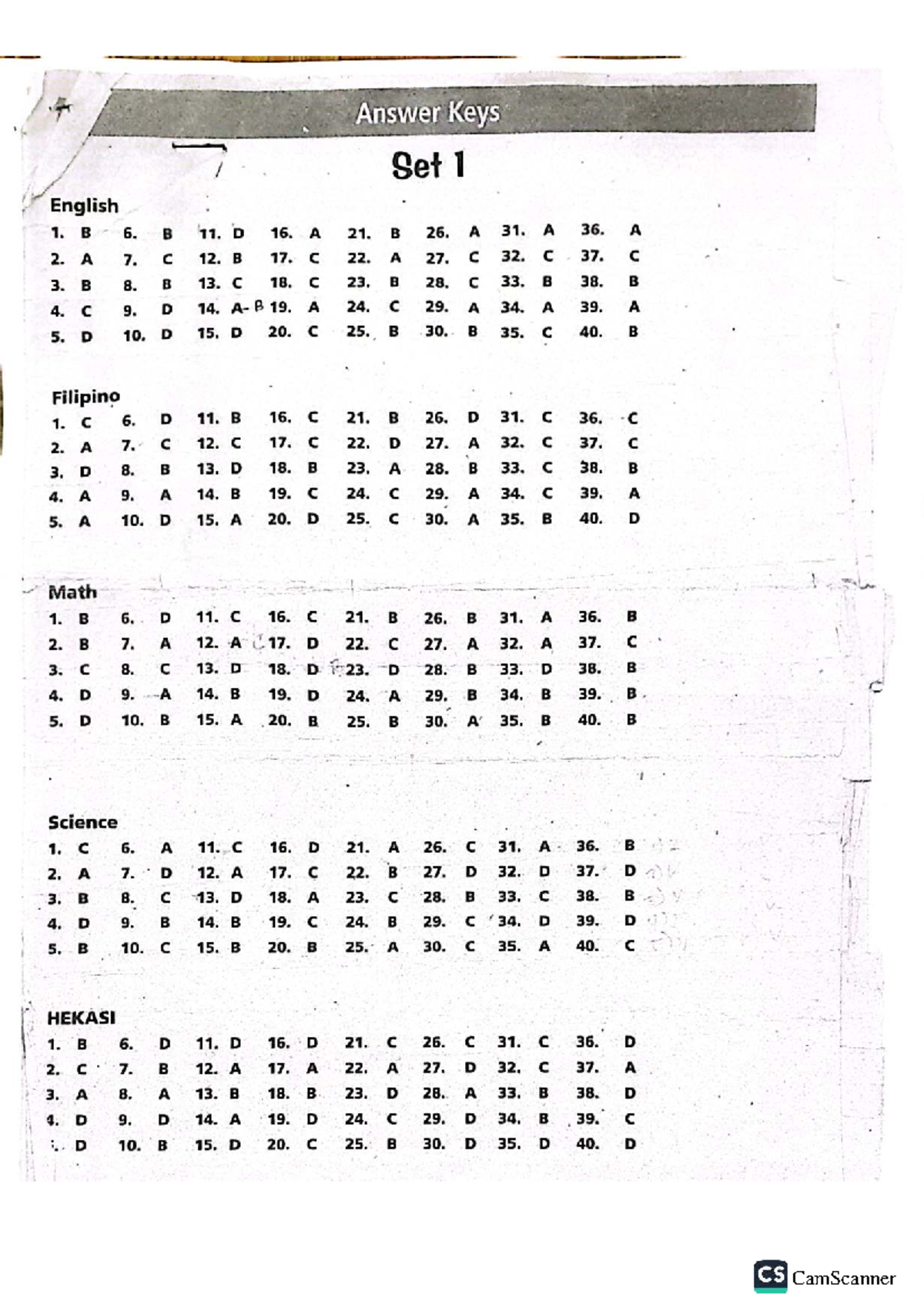 CS B B c B B c Answer Keys Set 1 - NAT Reviewer - Studocu