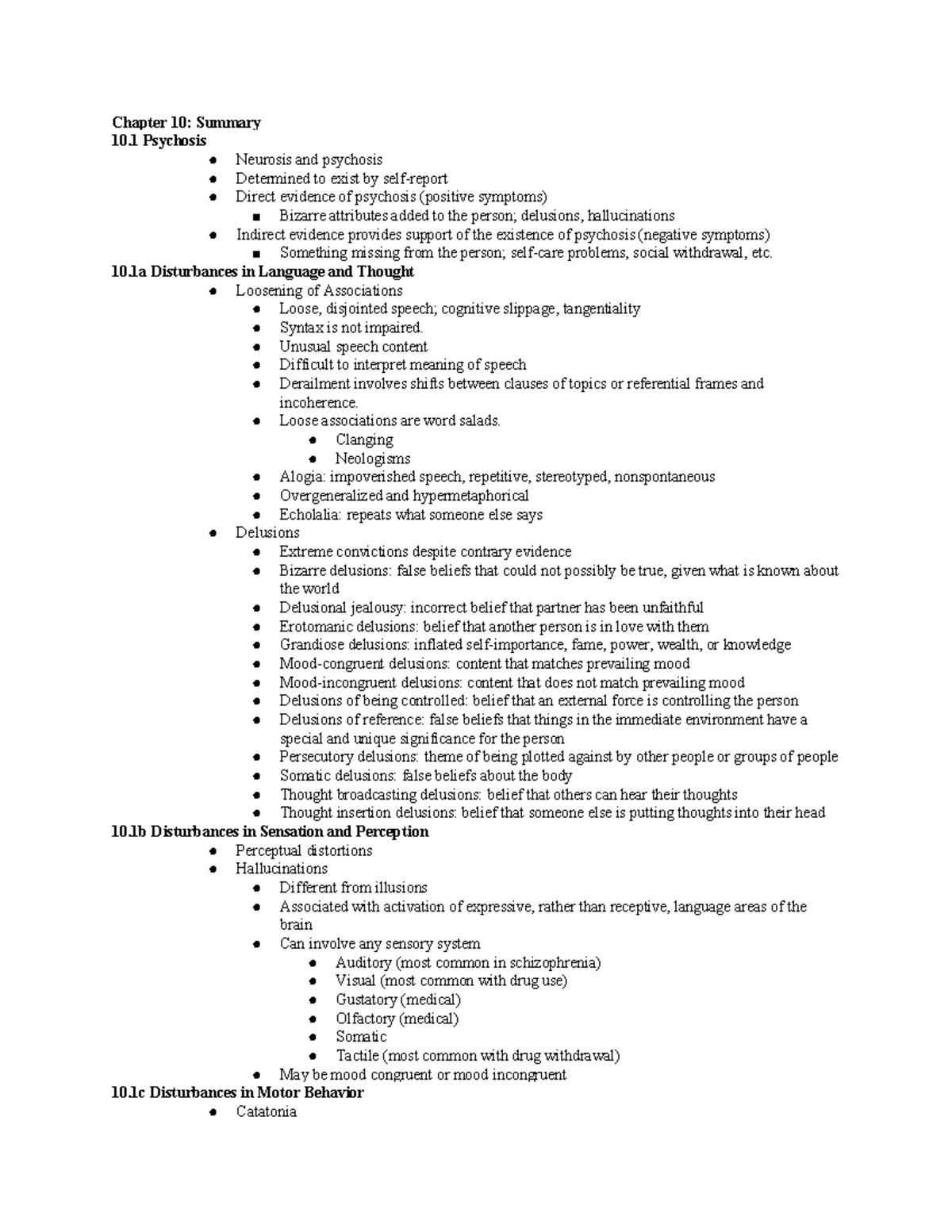 Abnormal Psychology Exam 4 - Chapter 10: Summary 10 Psychosis Neurosis ...