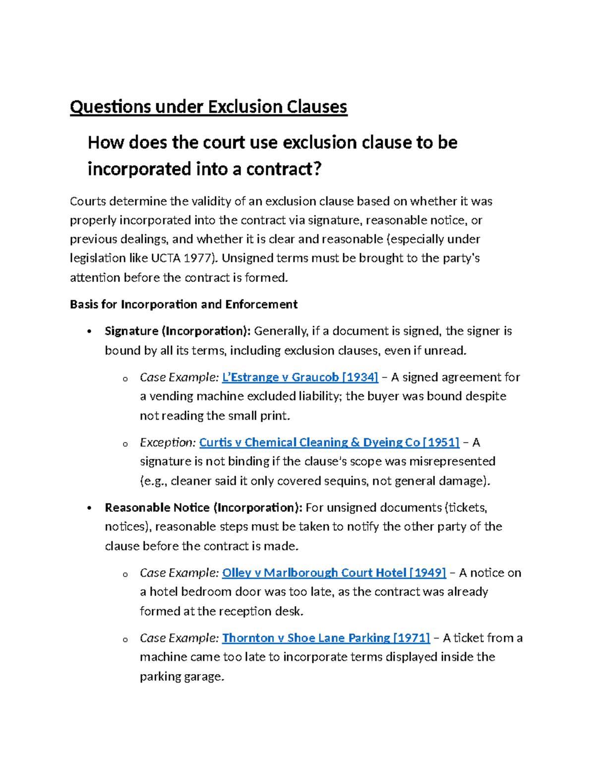Exclusion Clauses in Contracts: Court Interpretations & Key Cases - Studocu
