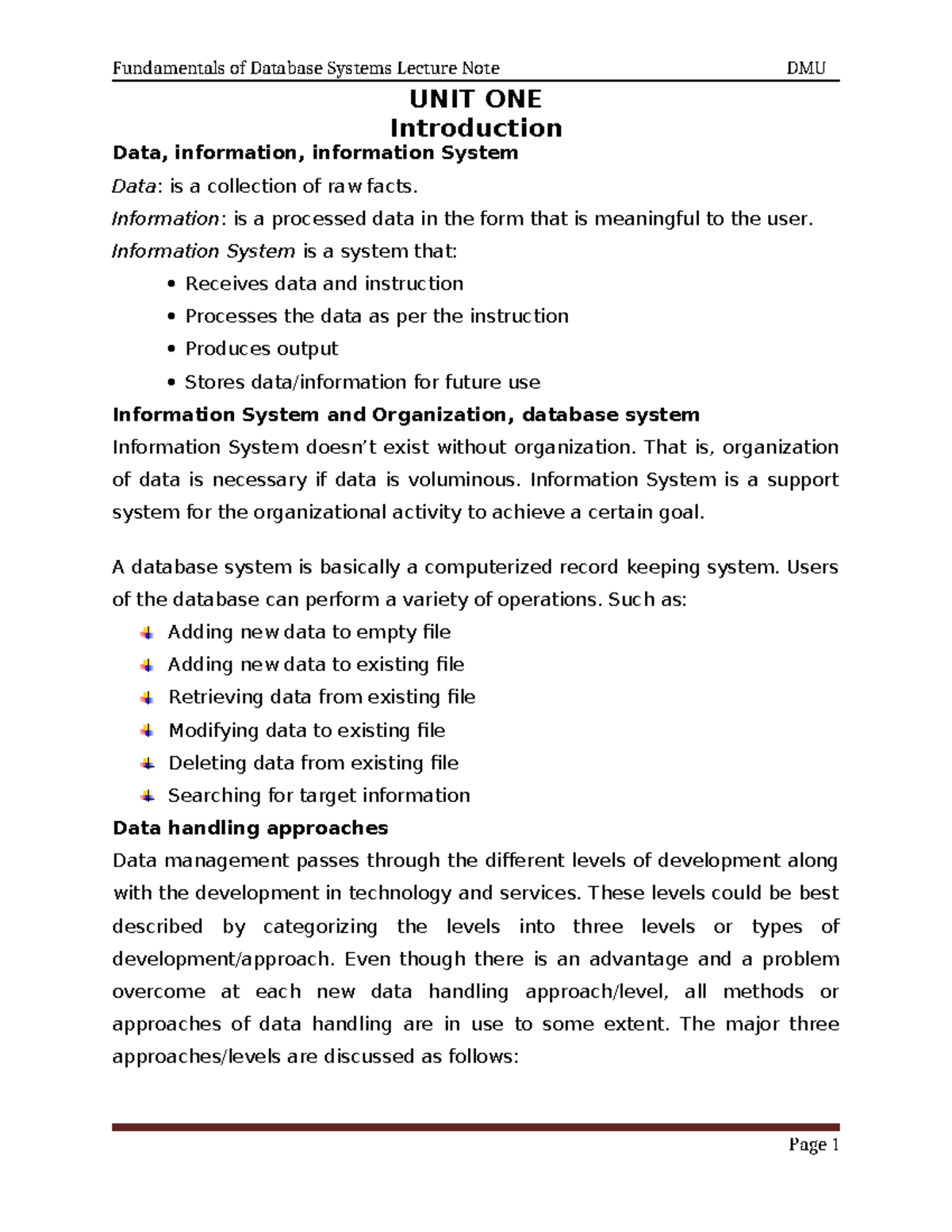 Database Systems: Chapter One Overview and Key Concepts - Studocu