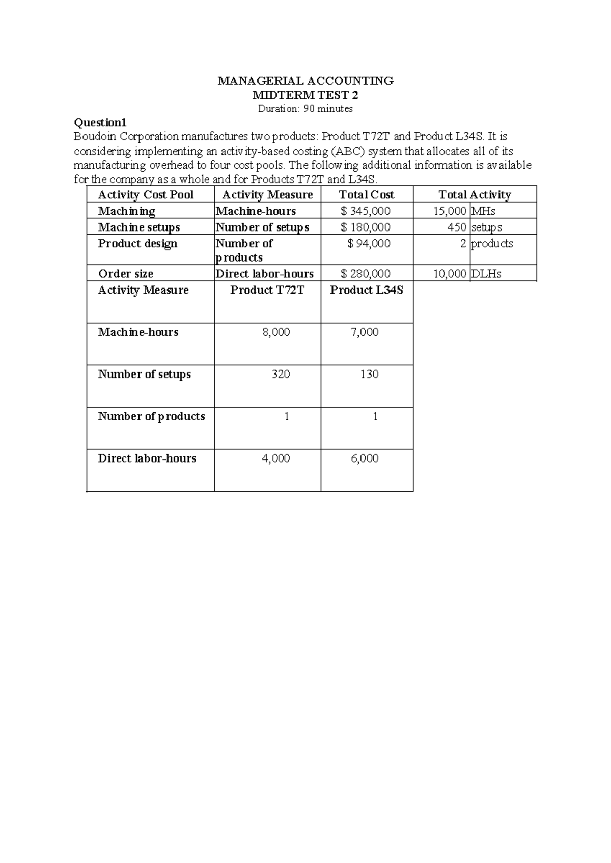 MANAGERIAL ACCOUNTING MIDTERM TEST 2 MOCK TEST 2026 - Studocu