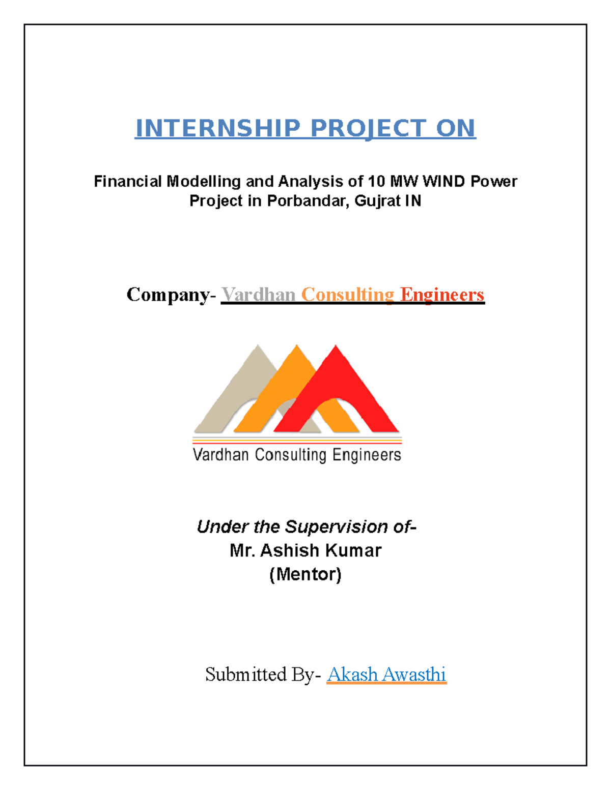 Topics For Project Report In Mba Finance MBA - Summer Finance Internship Project report (STPR) - INTERNSHIP