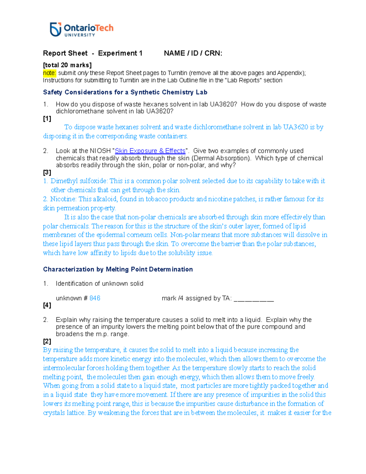 Expt1+Intro+Safety+MP+BP+F24 2 - Report Sheet - Experiment 1 NAME / ID ...