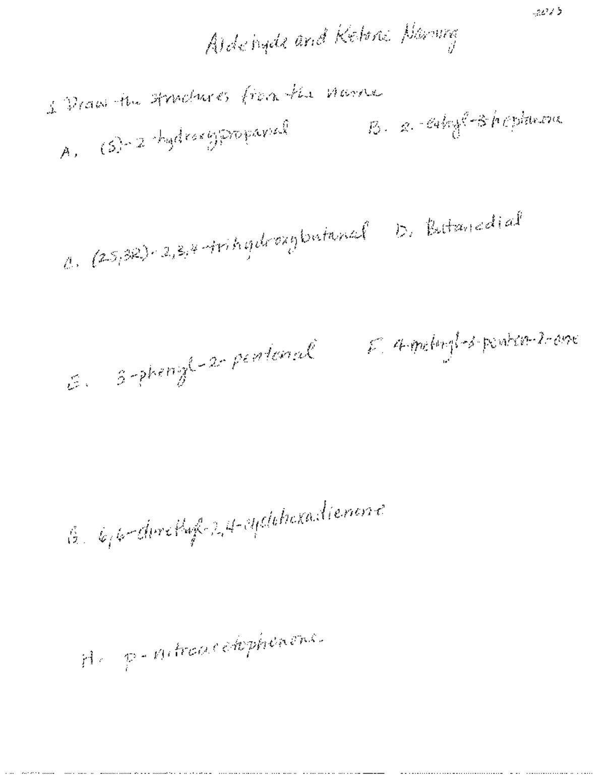 Aldehyde and Ketone Naming - CHEM 211 - (s) 2 hydroxypropanal B. 2 C. D ...