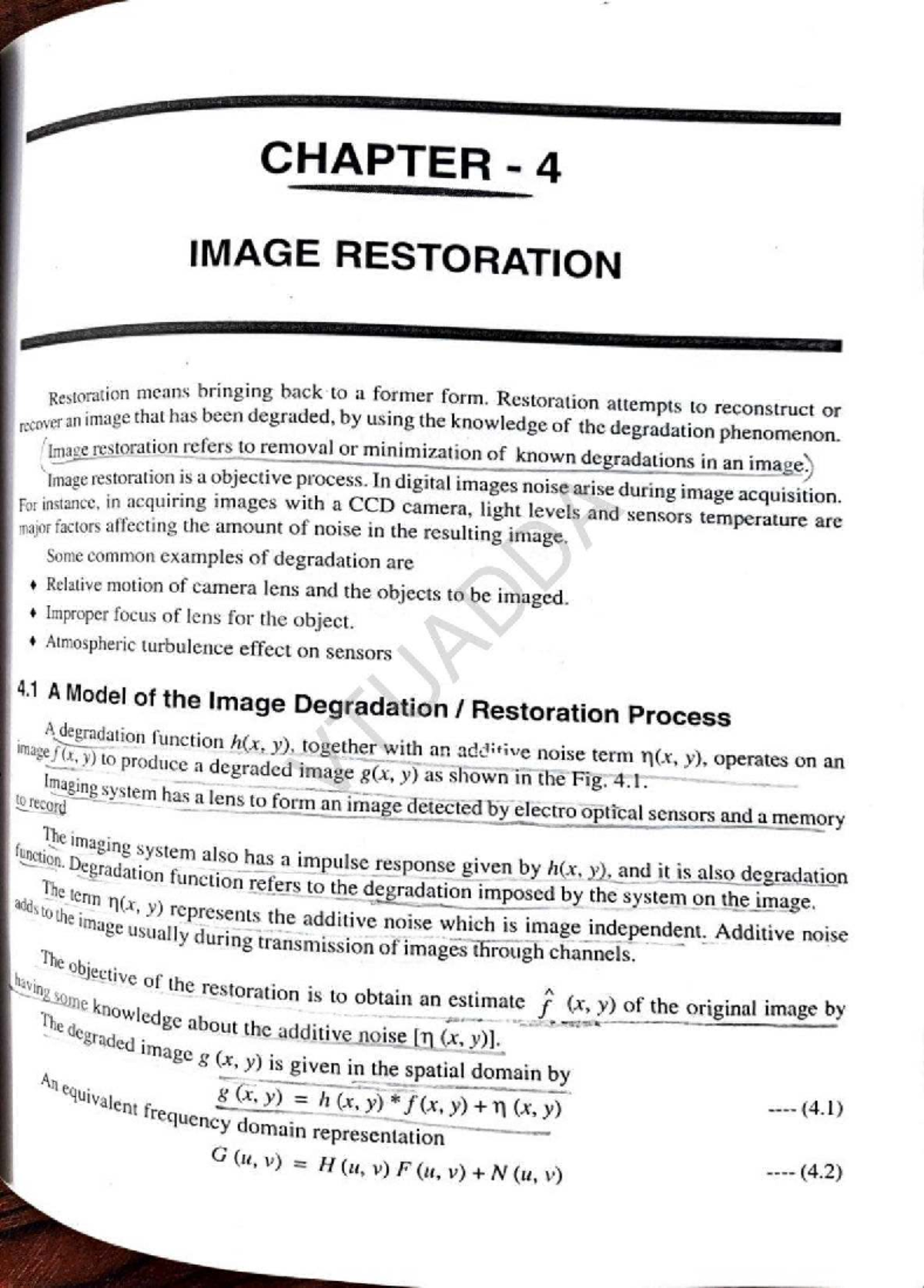 CHAPTER 4 IMAGE RESTORATION: Techniques and Noise Models - Studocu