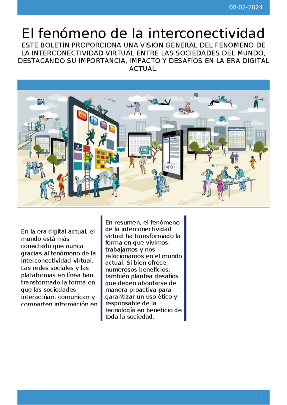 El fenómeno de la interconectividad virtual en la era digital - Studocu