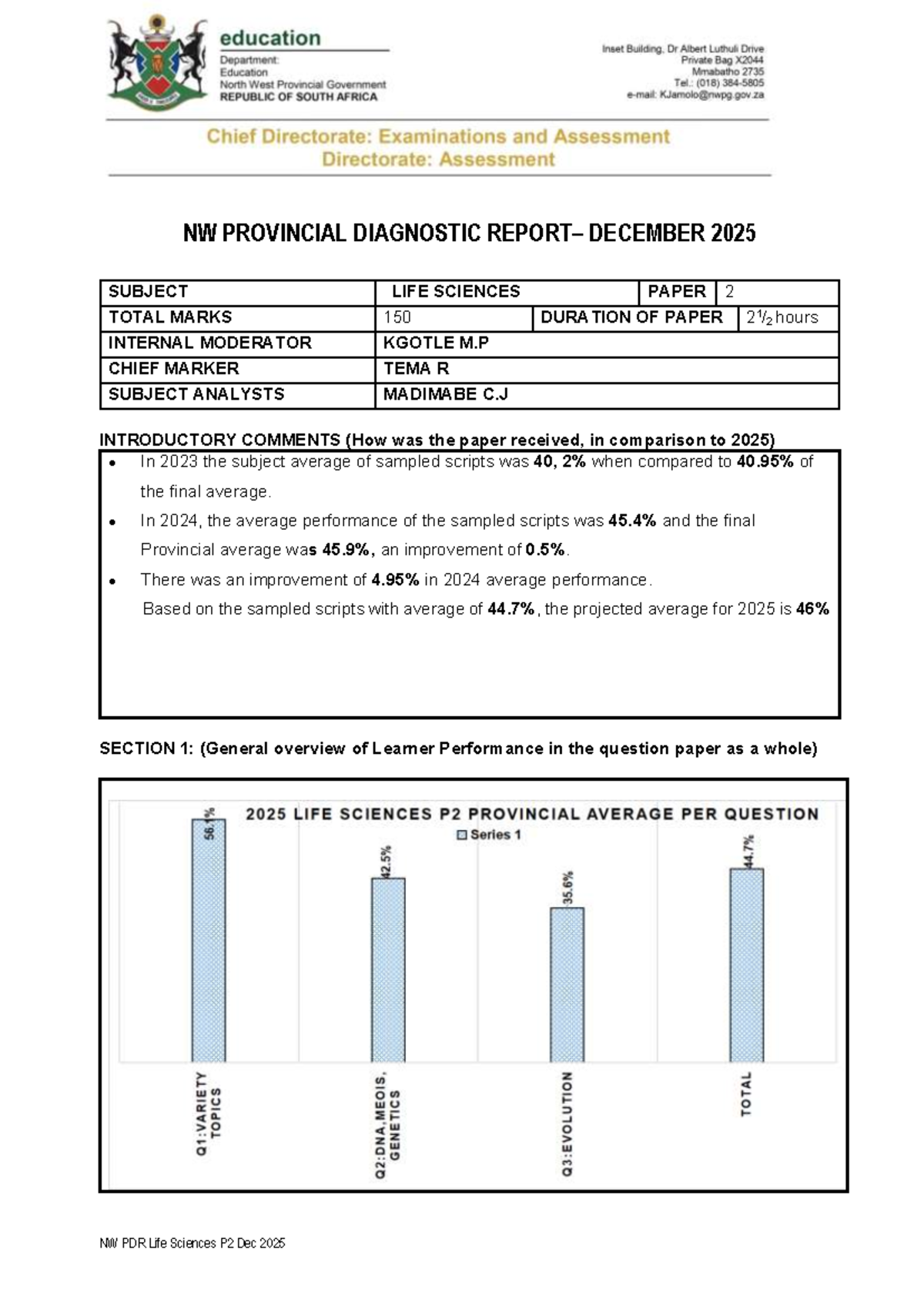 NW PDR Life Sciences P2 Diagnostic Report December 2025 - Studocu