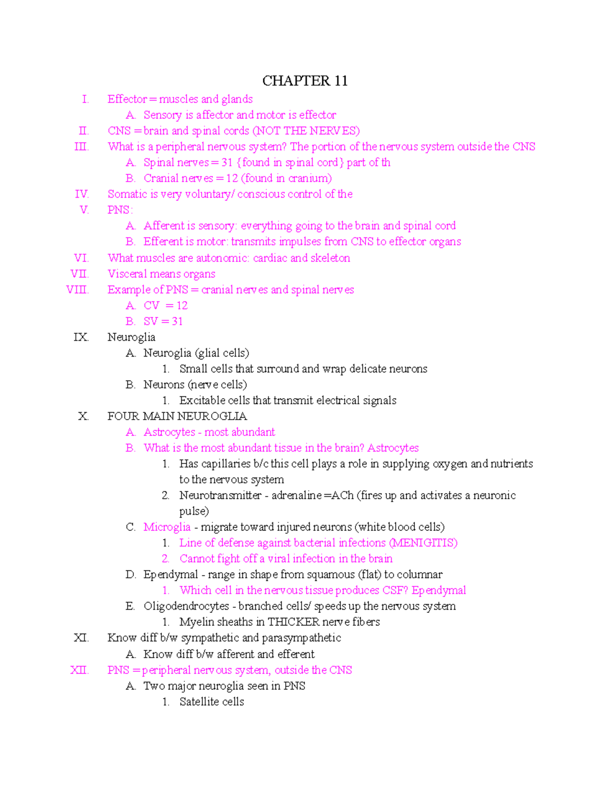 A&P 1 Study Guide: Nervous System Concepts & Classifications - Studocu
