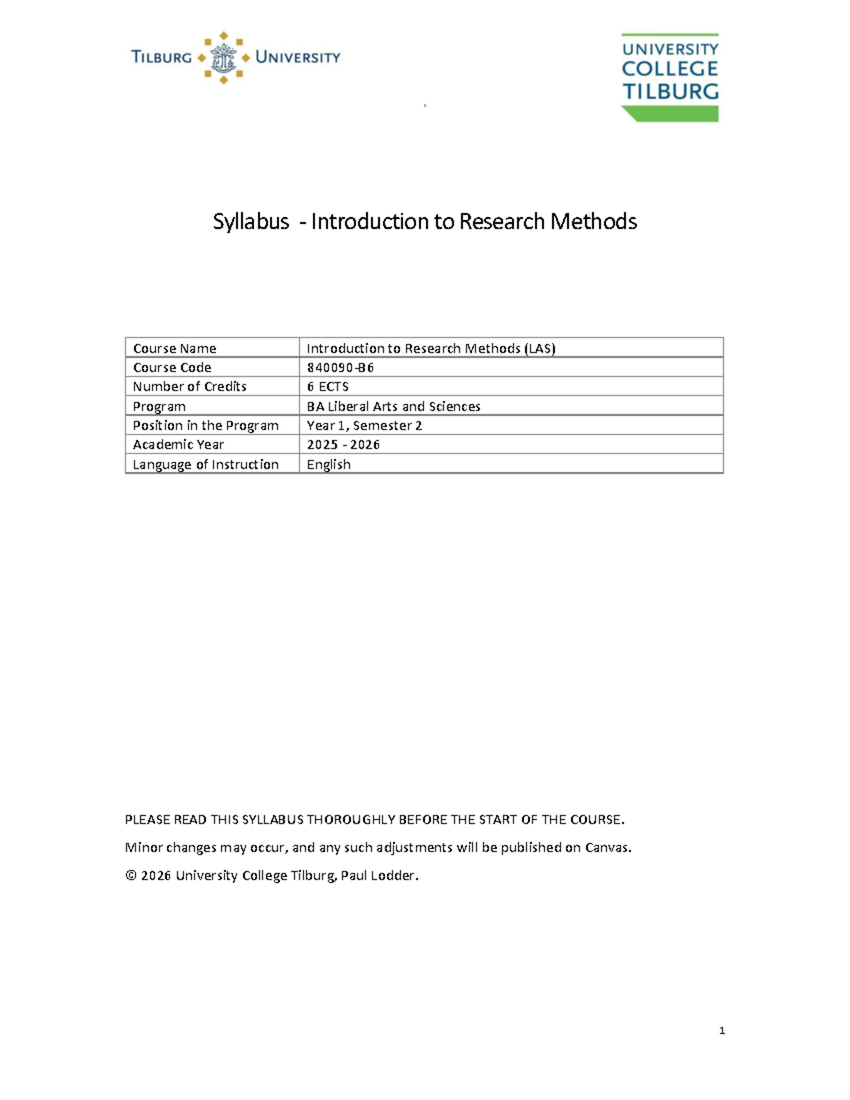 IRM 2025-2026 Syllabus: Introduction to Research Methods - Studeersnel