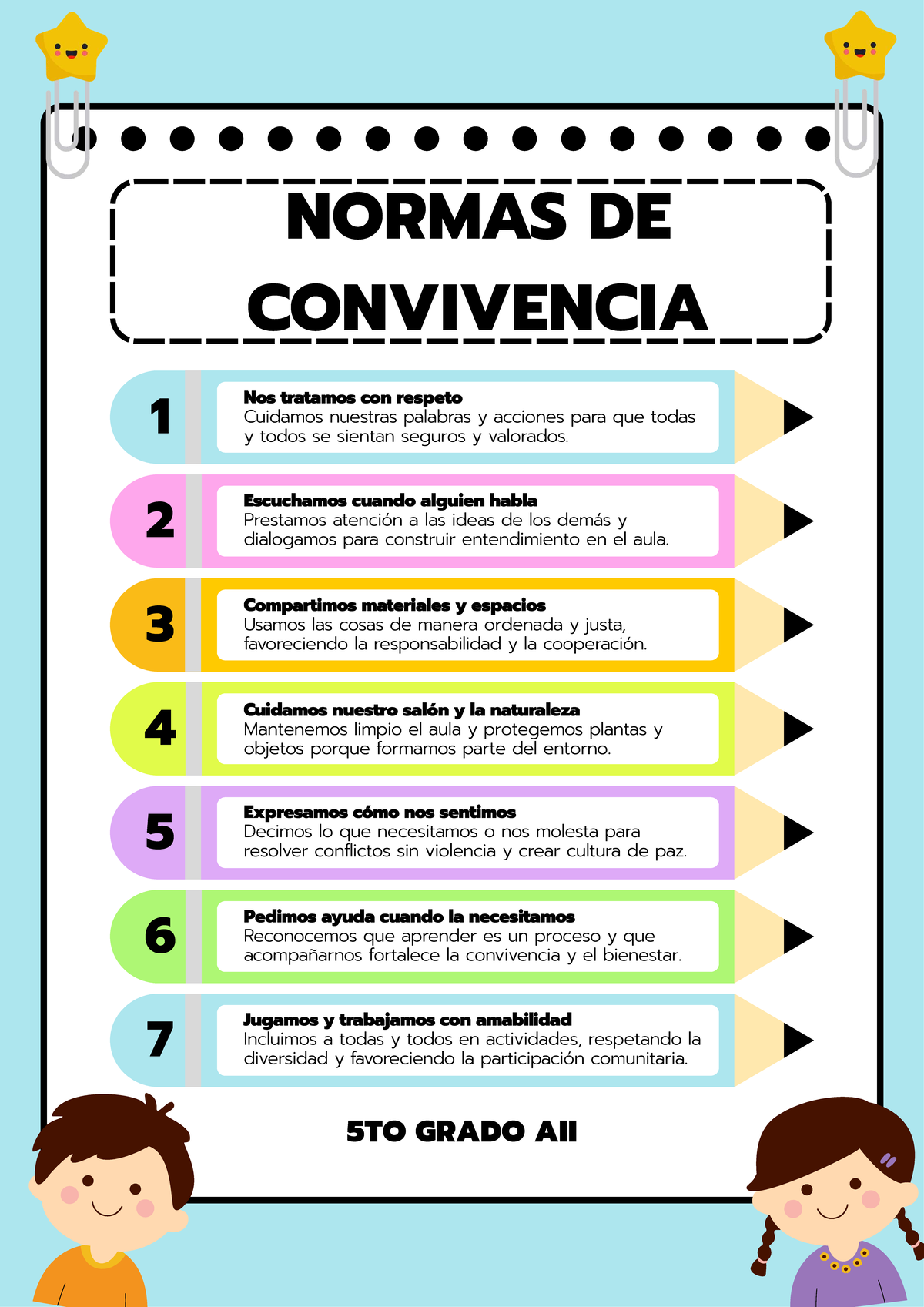 Acuerdos de Convivencia Escolar para 5to Grado AII - Studocu