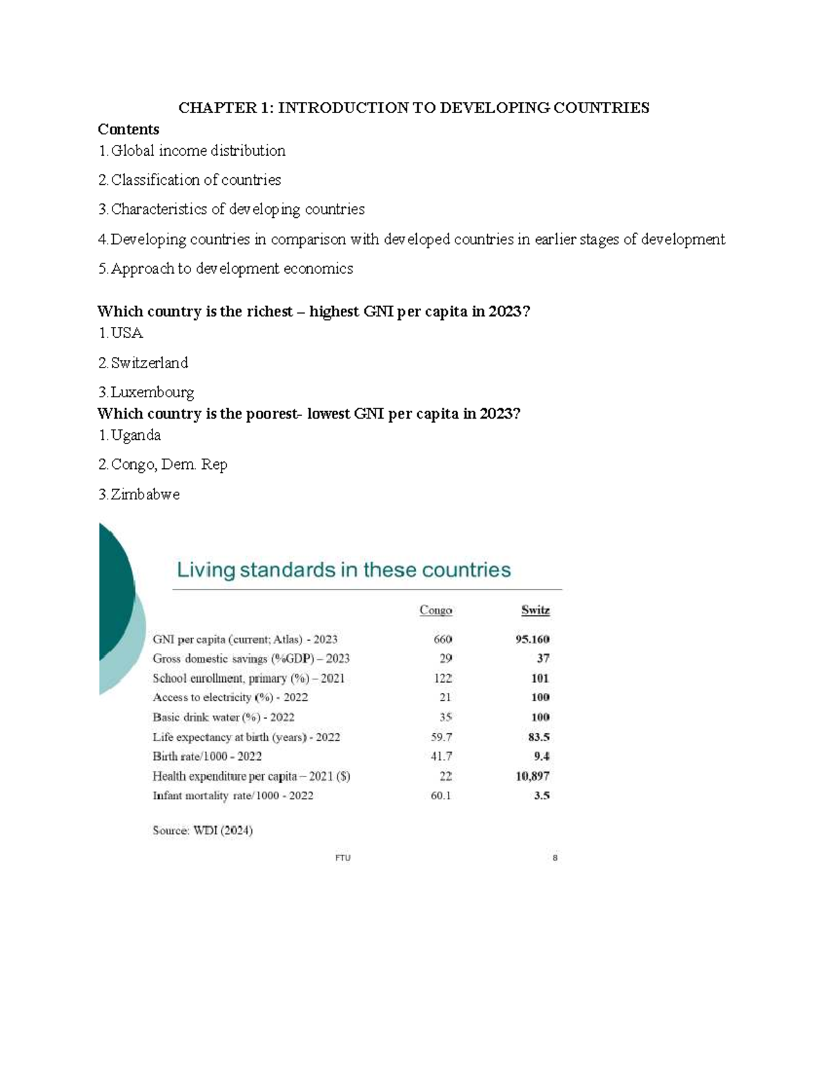 CHAP 1 KTPT: Introduction to Developing Countries and Their Economics ...