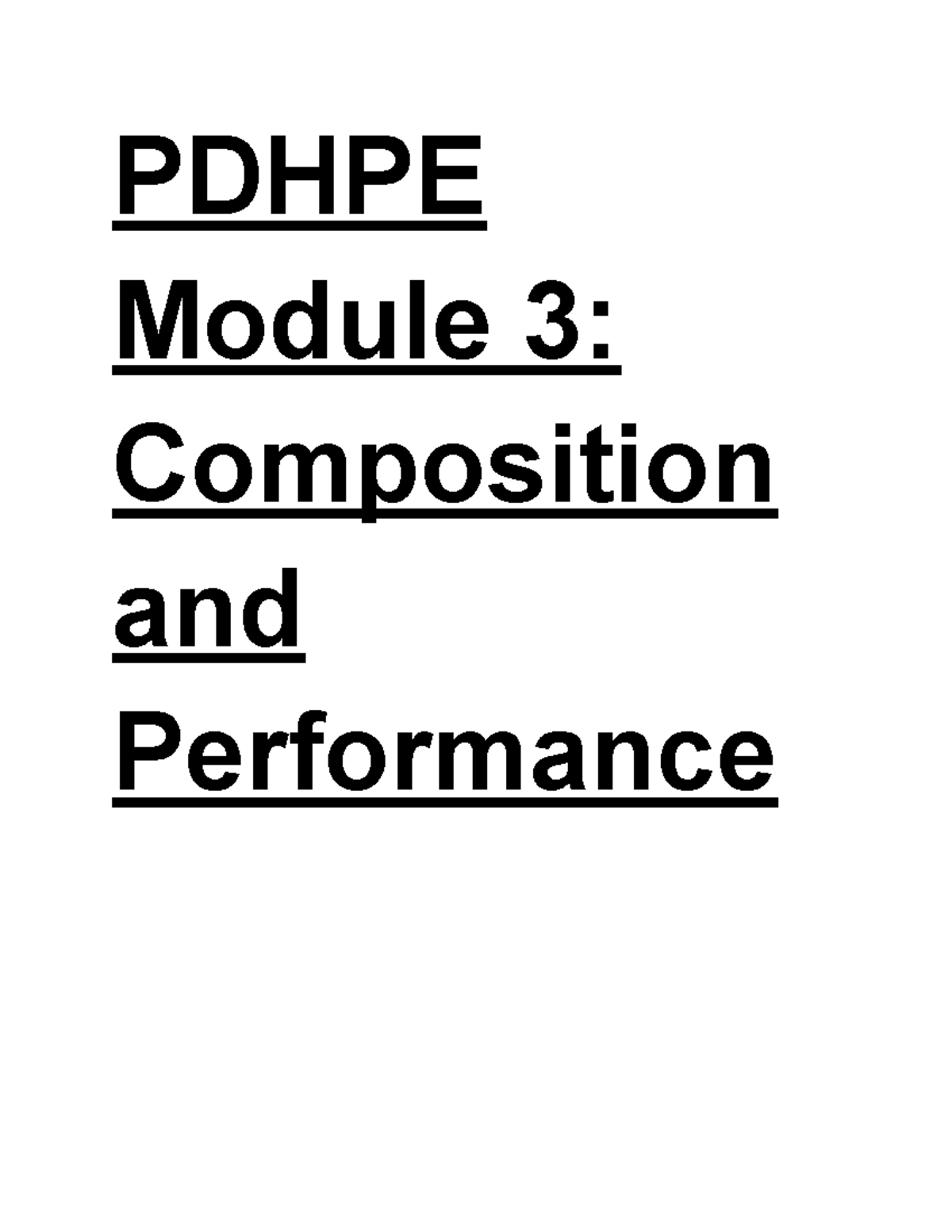 PDHPE Module 3: Composition & Performance in Sports and Dance - Studocu