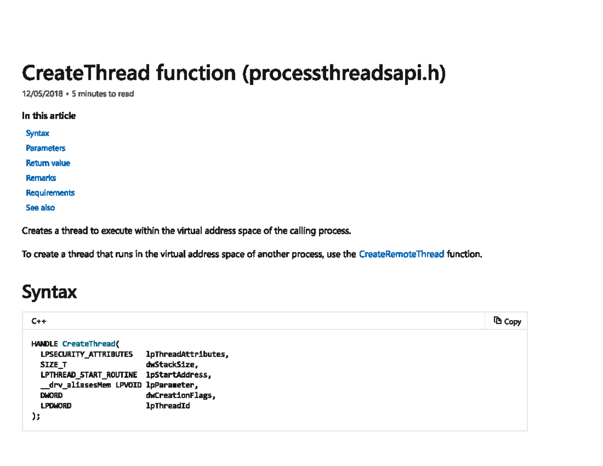 CreateThread Function - Lecture Notes on OS Concepts (1-12) - Studocu