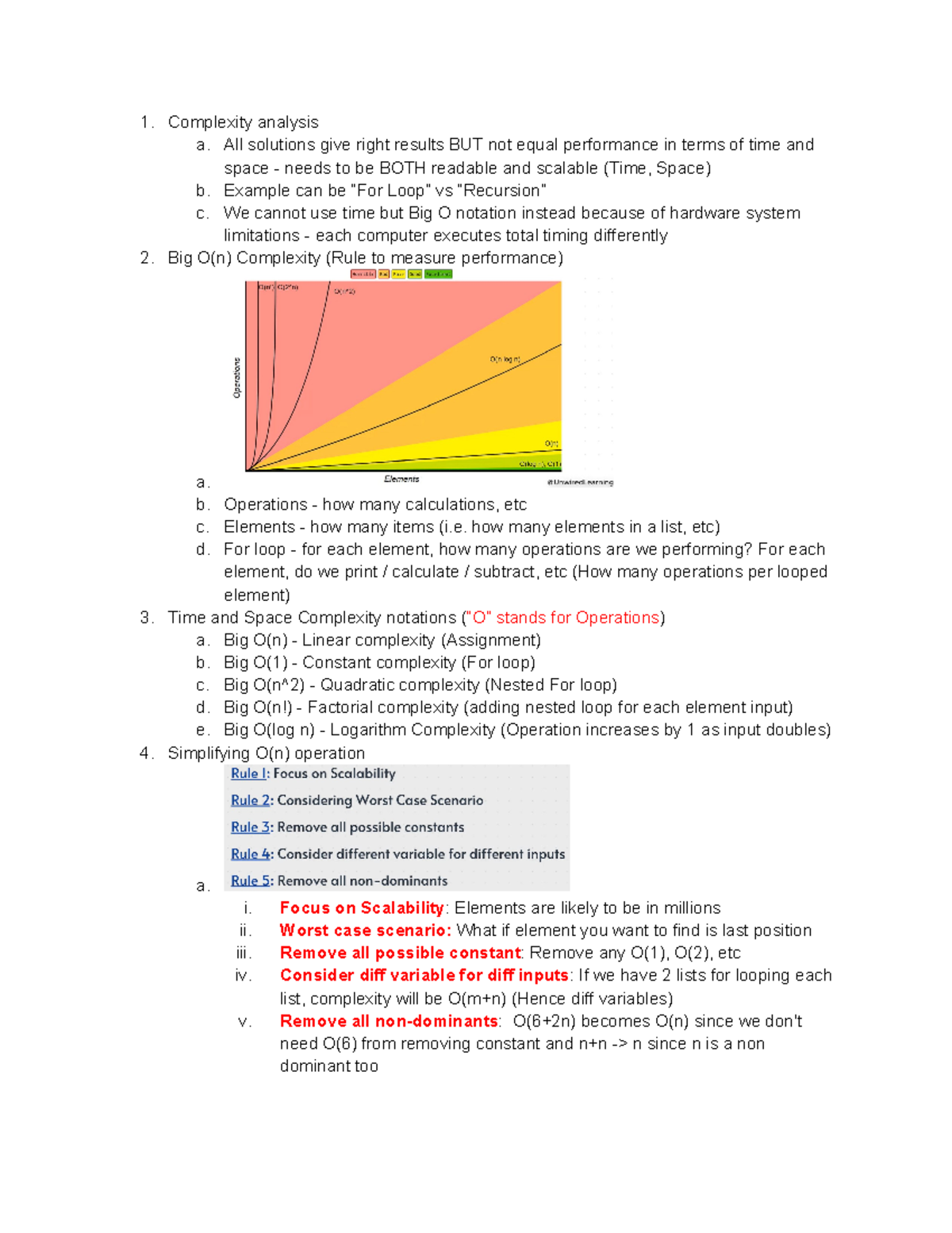 1. Big O notation - Additional Info on DSA - Complexity analysis a. All ...