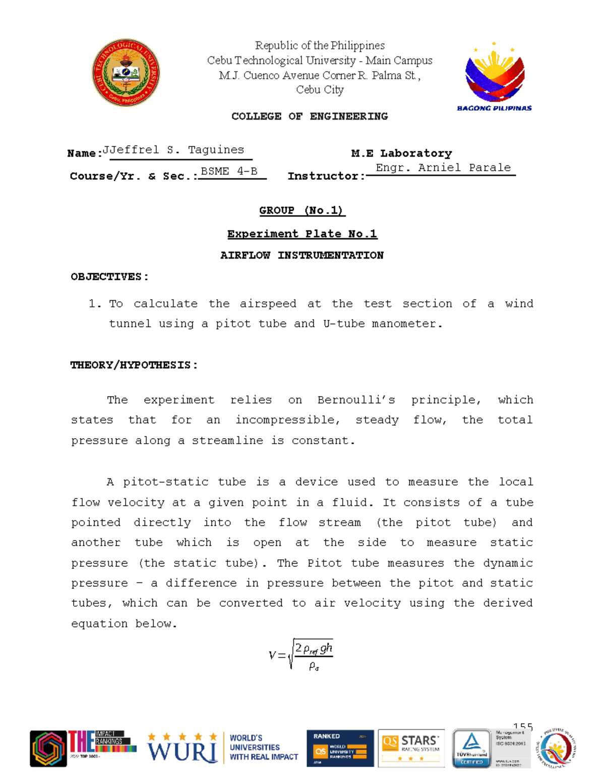 Taguines LAB Report#1 04-10-2024 - Republic of the Philippines Cebu ...