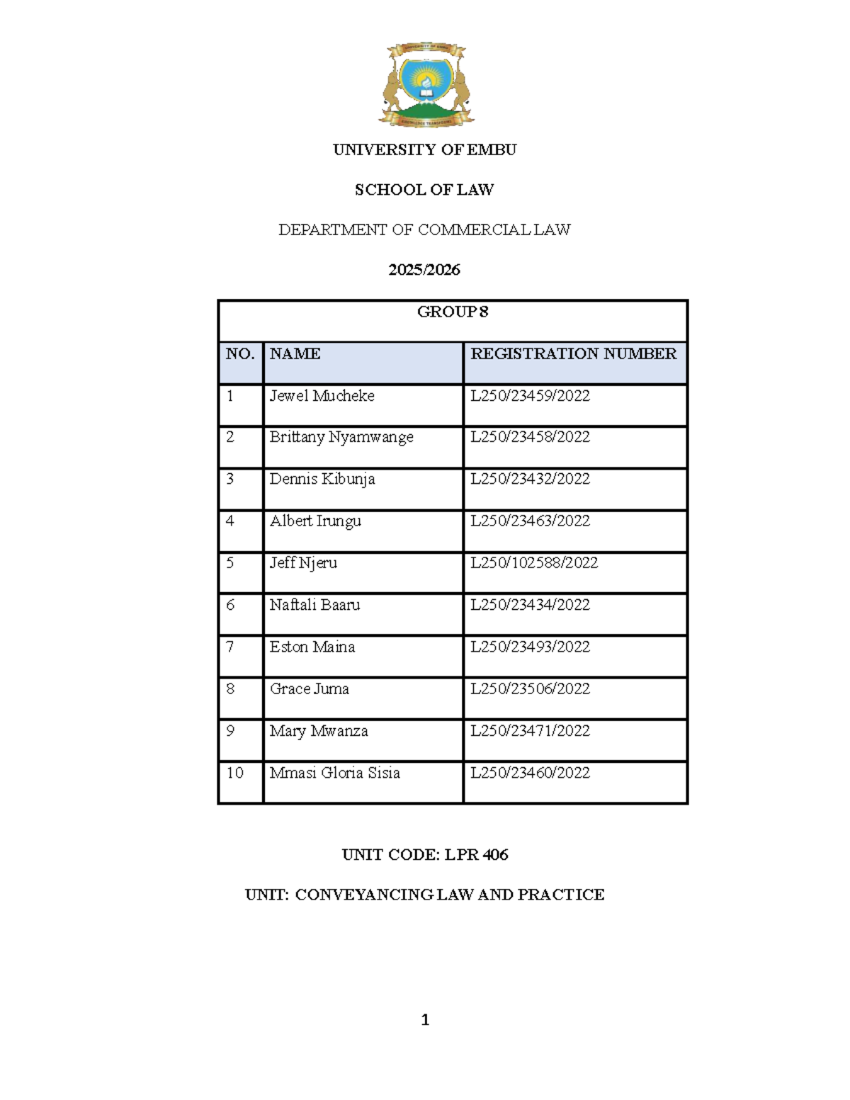 LPR 406: Group 8 Conveyancing Law & Practice Notes - Studocu