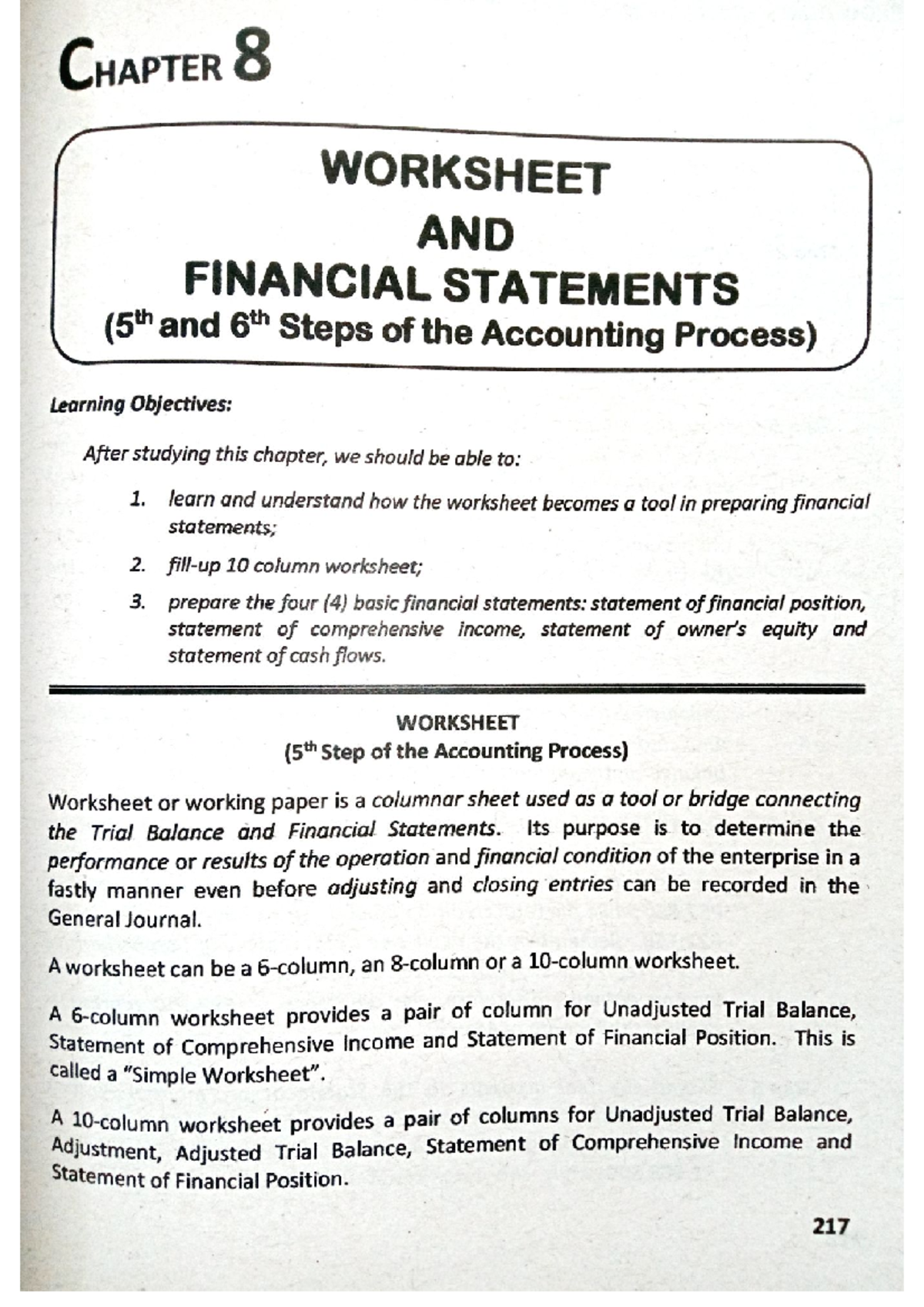 Chapter 8 Lopez 1 worksheet and financial statements - Bachelor of ...