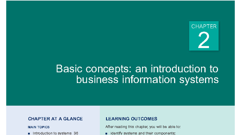 CHAPTER 2: Introduction to Business Information Systems Concepts - Studocu