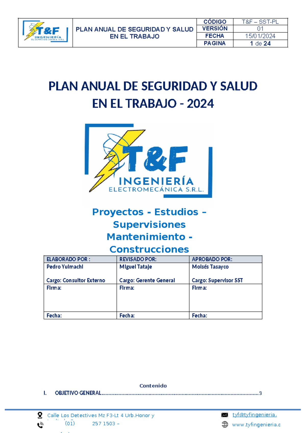 PLAN ANUAL DE SEGURIDAD Y SALUD EN EL TRABAJO SST-2024 - Studocu