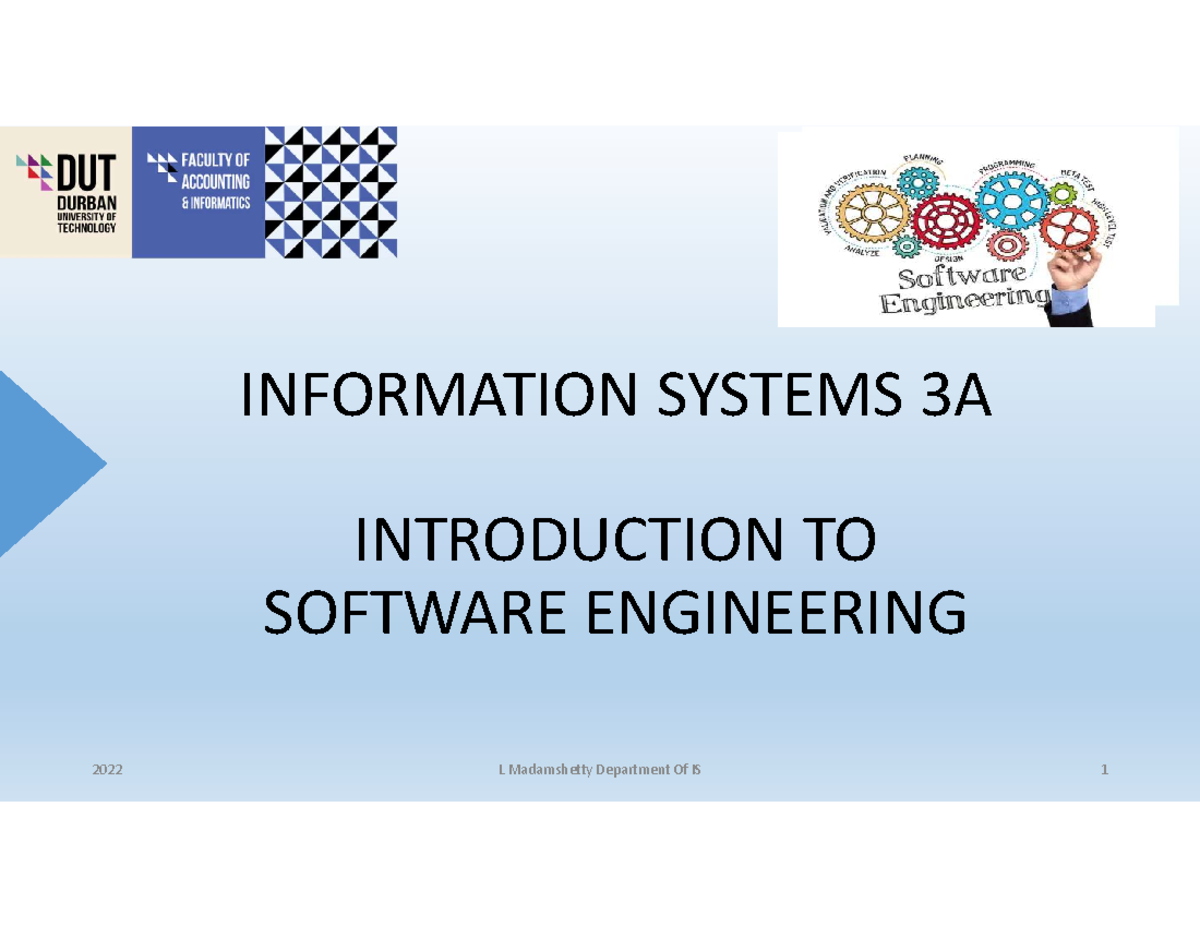 IS 3A: Introduction to Software Engineering Lecture Notes - Studocu