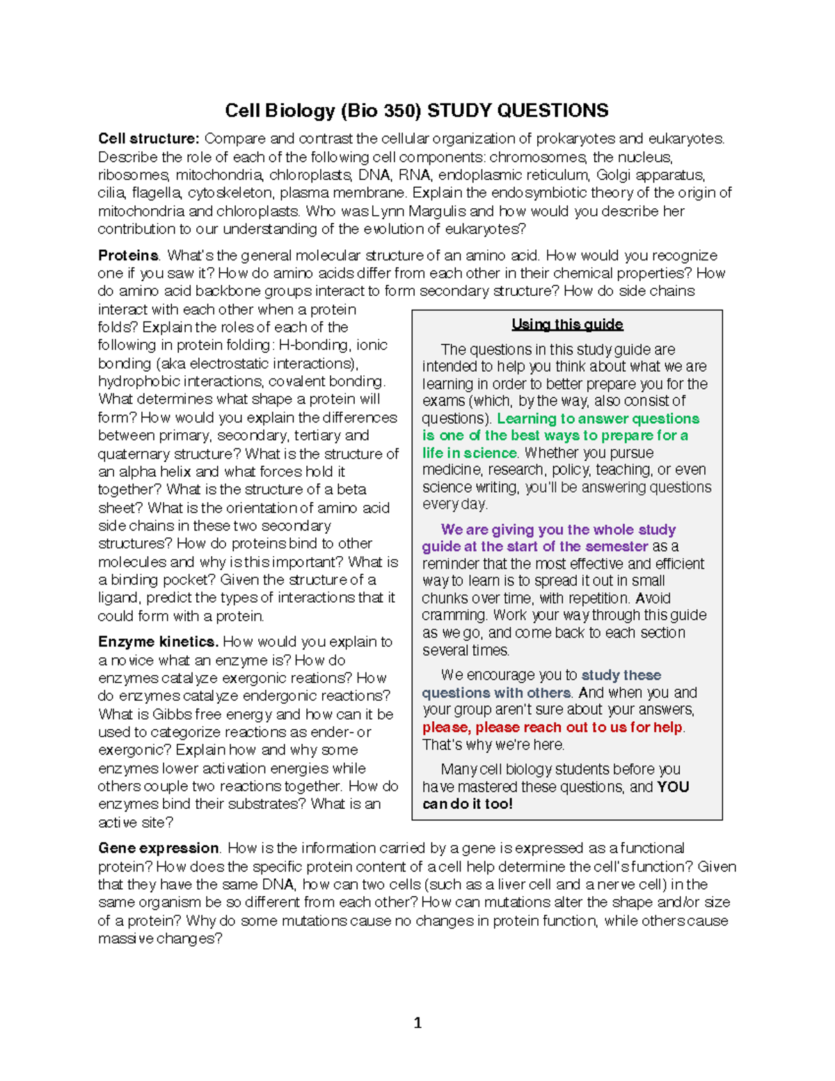 Bio 350 Final Exam Study Guide: Key Concepts in Cell Biology - Studocu