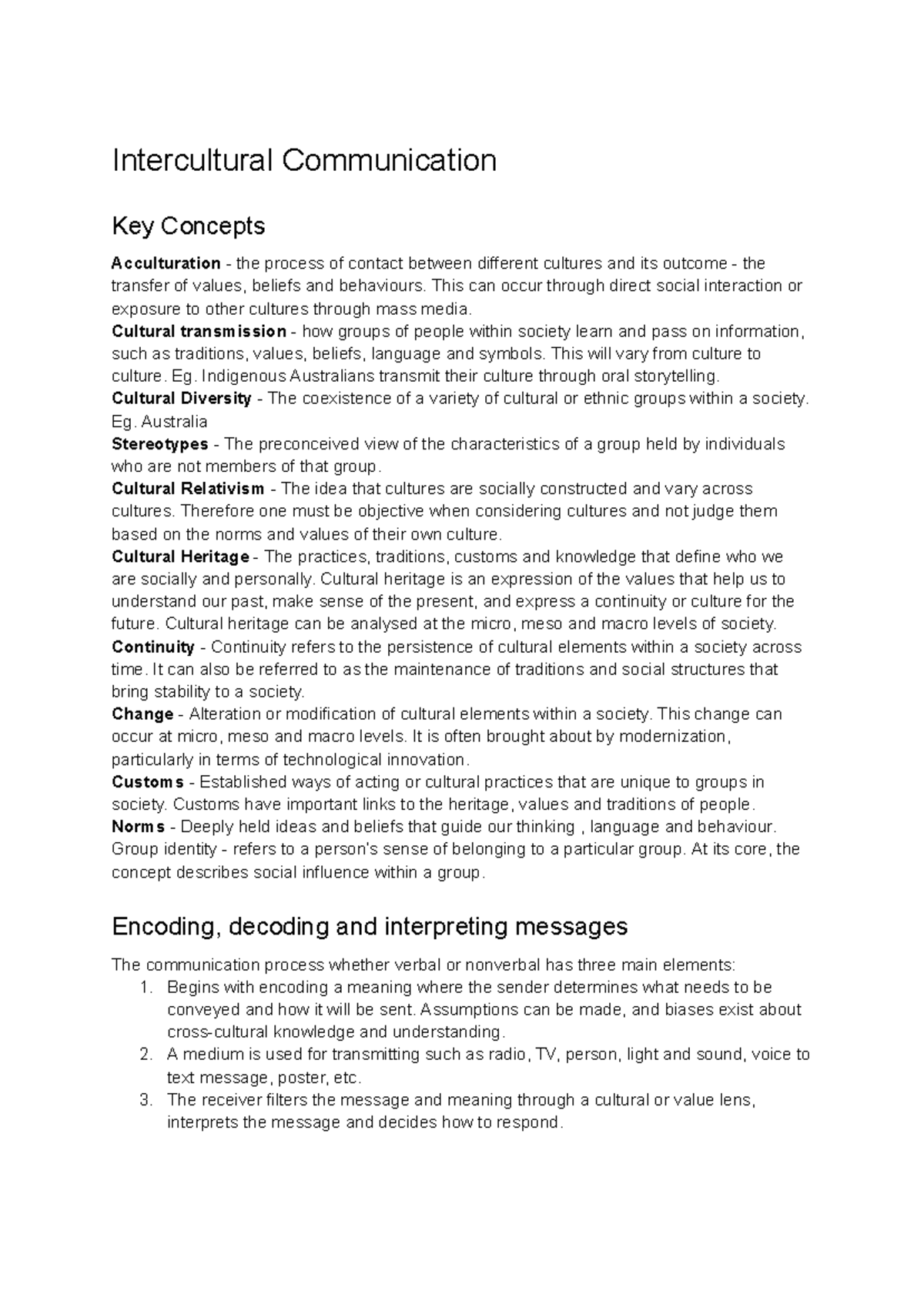 SAC Intercultural Communication Final Exam Study Notes - Studocu