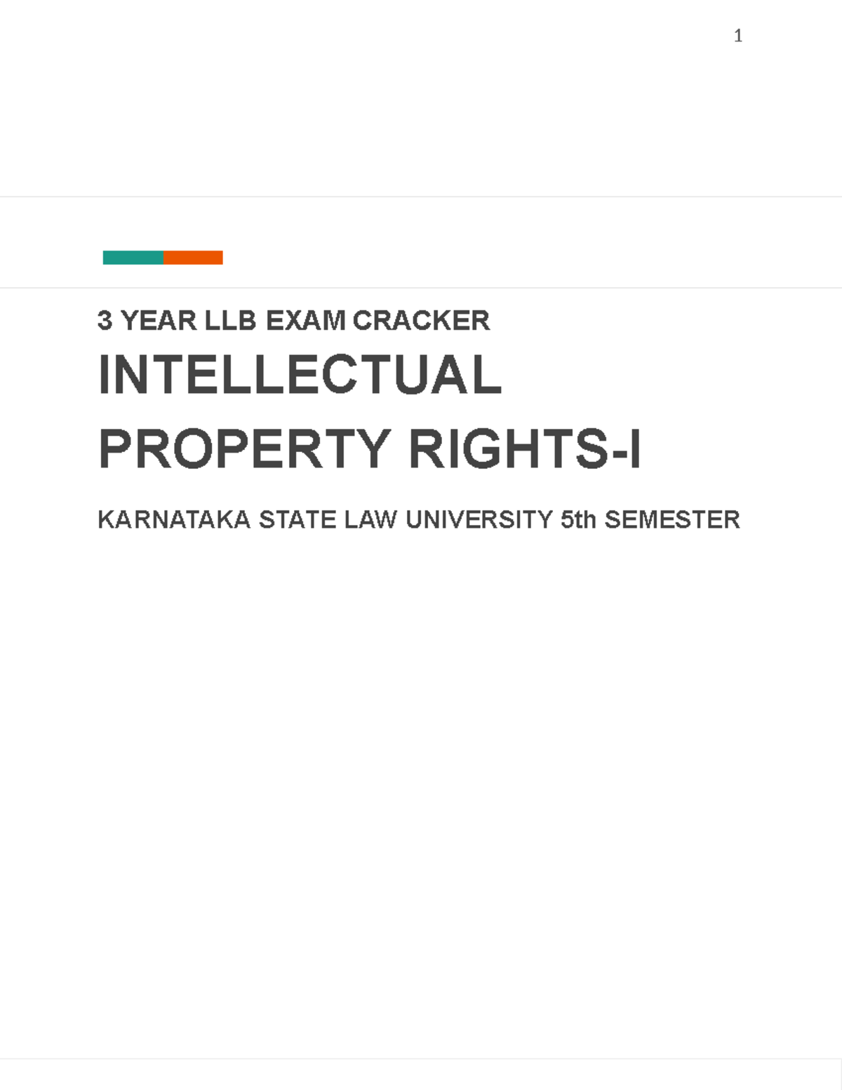 1 3 YEAR LLB 5th SEMESTER EXAM NOTES ON INTELLECTUAL PROPERTY RIGHTS ...