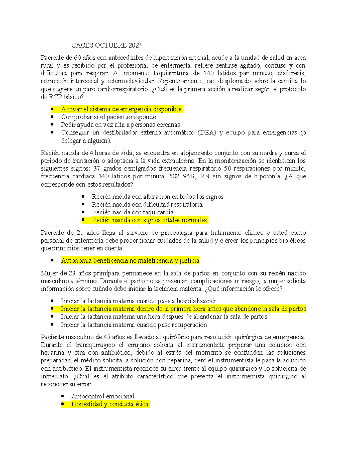 CACES OCTUBRE 2024: Evaluación de Pacientes en Situaciones Críticas - Document Preview