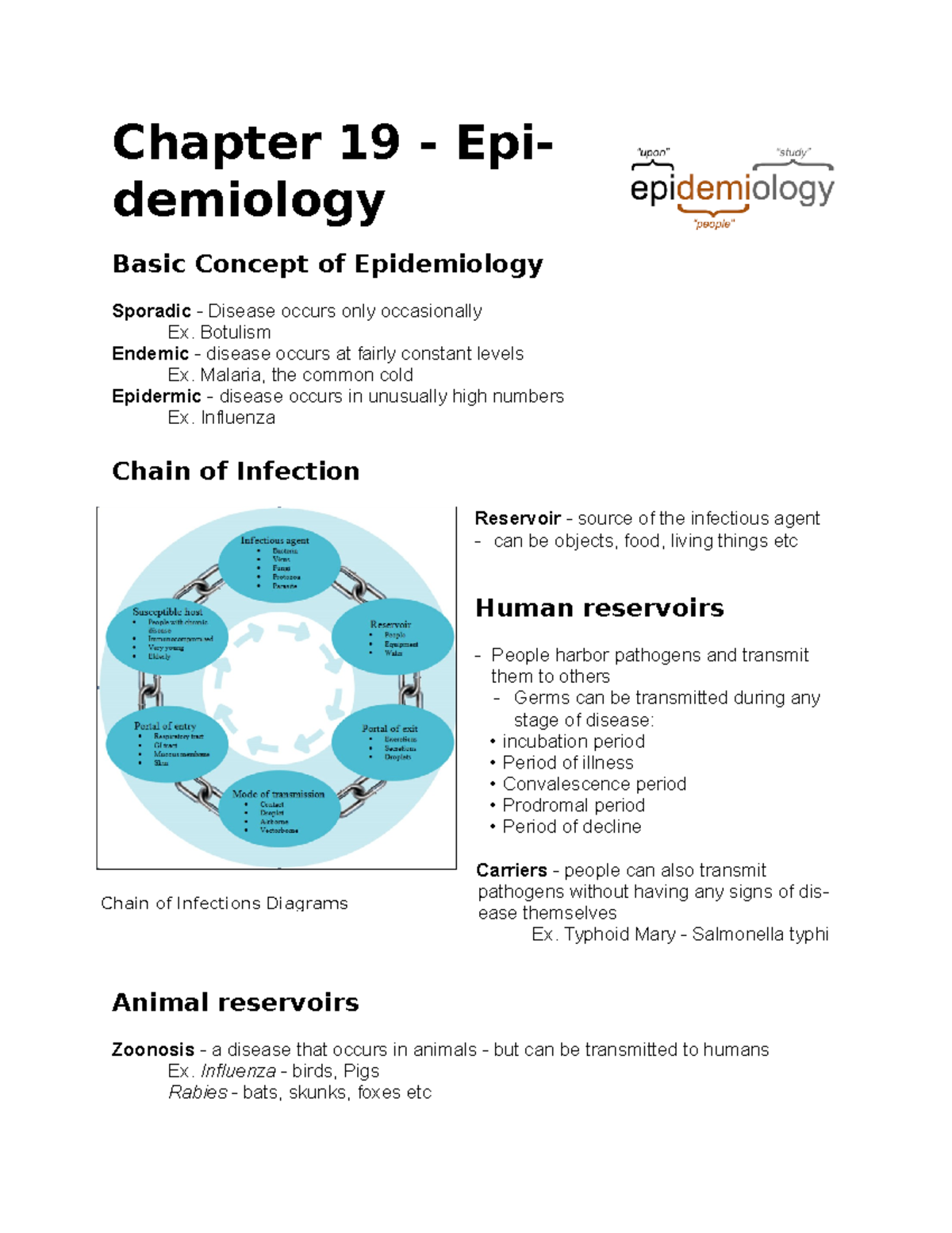 Chapter 19 - Epidemiology: Key Concepts & Chain of Infection Notes ...