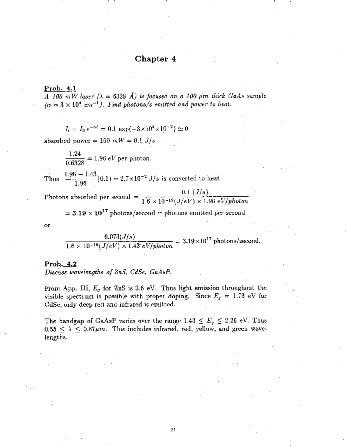 Ch04 - homework detailed solution - Chapter 4 Prob. 4 A 100 mW laser (A ...
