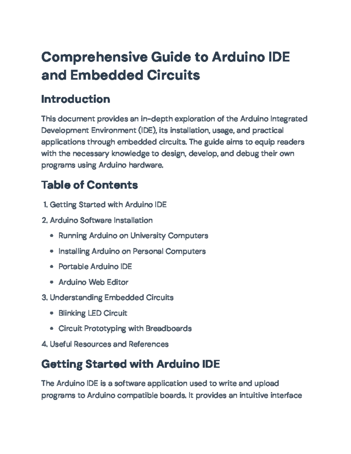 Comprehensive Guide to Arduino IDE and Embedded Circuits ...